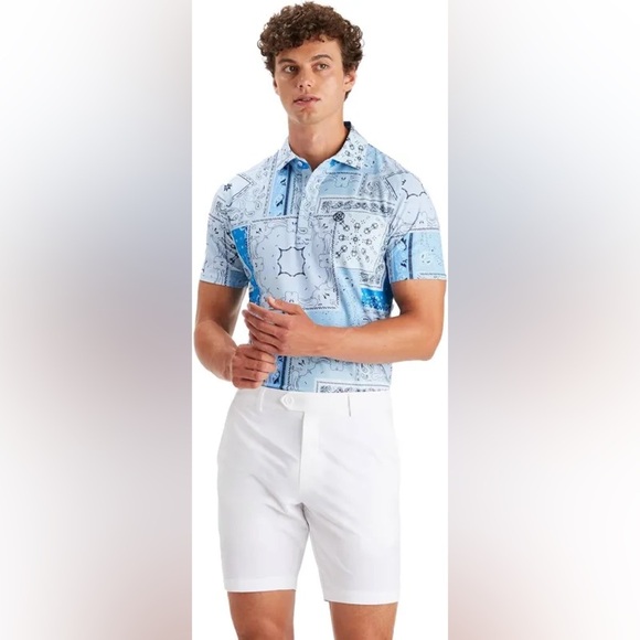 G/Fore Men's Bandana Tech Pique Slim Fit Polo: Sky New With Tags - Picture 5 of 7